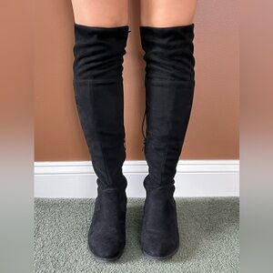 Black Suede Over-the-Knee Boots